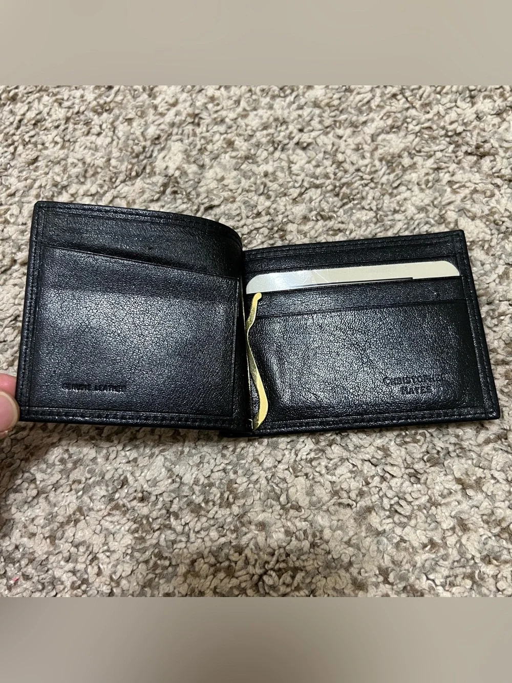 Christopher Hayes Men's Classic Black Leather Bifold Money Clip Wallet